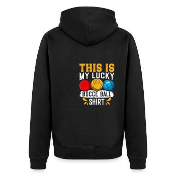 Funny Bocce Game - Unisex Premium Organic Zip Hoodie - black - Back - Nico (187cm)