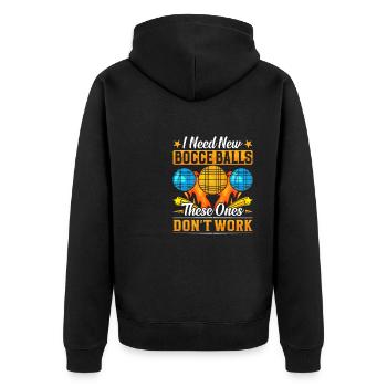 Funny Bocce Game - Unisex Premium Organic Zip Hoodie - black - Back - Nico (187cm)