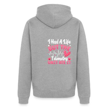 Nursing Assistent Design - Unisex Premium Bio Zip Hoodie - Grau meliert - Hinten - Nico (187cm)