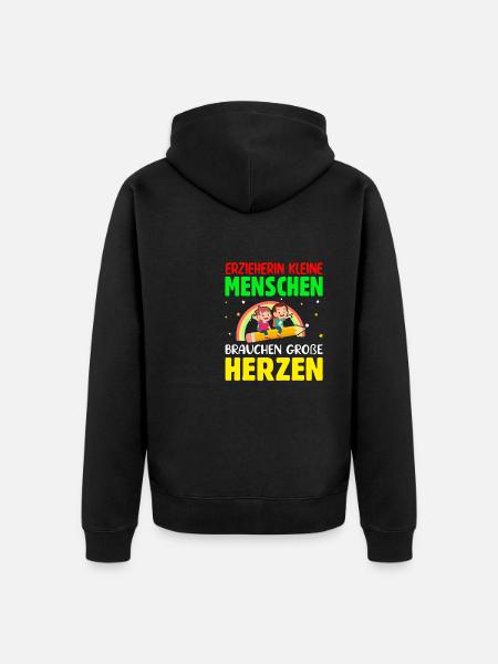 Erzieherin Abschiedsgeschenk - Unisex Premium Bio Zip Hoodie - Schwarz