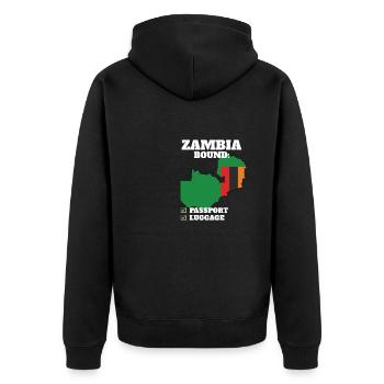 Voyage à la campagne à destination de la Zambie Drapeau zambien Vacances - Veste à capuche bio Premium Unisexe - noir - Dos - Nico (187cm)