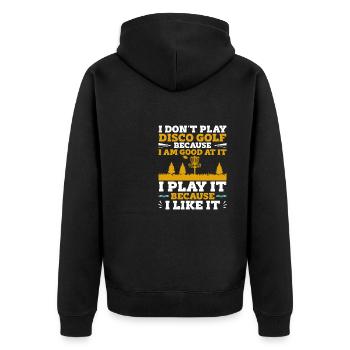 Disc Golfer hit Trees and Curse - Unisex Premium Organic Zip Hoodie - black - Back - Nico (187cm)