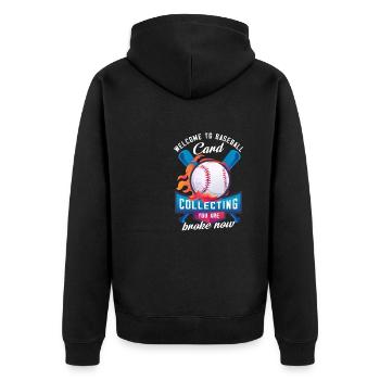 Bienvenue à la collection de cartes de baseball que vous êtes fauché - Veste à capuche bio Premium Unisexe - noir - Dos - Nico (187cm)