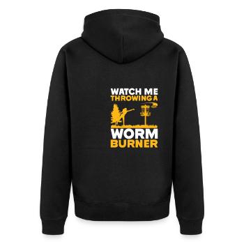 Disc Golfer hit Trees and Curse - Unisex Premium Organic Zip Hoodie - black - Back - Nico (187cm)