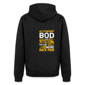 Funny CPA Quote Accountant Bod Like A Dad Bod - Unisex Premium Bio Zip Hoodie - Schwarz - Hinten - Nico (187cm)