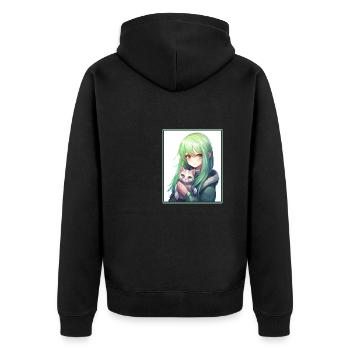 Kawaii Girl Anime Manga Girl Cat - Veste à capuche bio Premium Unisexe - noir - Dos - Nico (187cm)