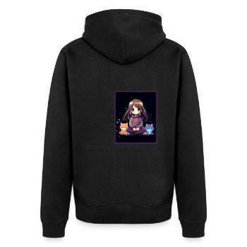 Kawaii Girl Anime Manga Girl Cat - Veste à capuche bio Premium Unisexe - noir - Dos - Nico (187cm)
