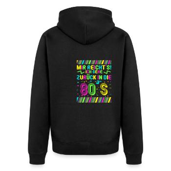 Mir reichts ich geh zurück in die 80er Kostüm - Unisex Premium Bio Zip Hoodie - Schwarz - Hinten - Nico (187cm)