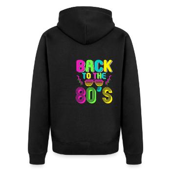 Fête à thème des années 80 Retour au costume des années 80 - Veste à capuche bio Premium Unisexe - noir - Dos - Nico (187cm)