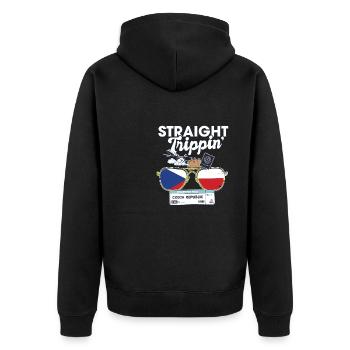 Straight Trippin' Czech Vacation Tour Travel Trip - Unisex Premium Bio Zip Hoodie - Schwarz - Hinten - Nico (187cm)
