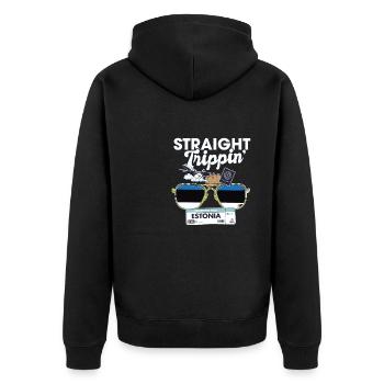 Straight Trippin' Estonia Vacation Tour Travel - Unisex Premium Bio Zip Hoodie - Schwarz - Hinten - Nico (187cm)