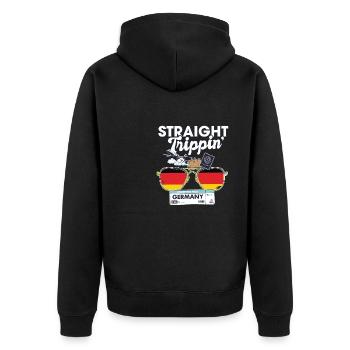 Straight Trippin' Germany Vacation Tour Travel - Unisex Premium Organic Zip Hoodie - black - Back - Nico (187cm)
