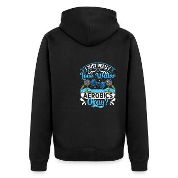 Aerobic Exercise Designs - Unisex Premium Organic Zip Hoodie - black - Back - Nico (187cm)