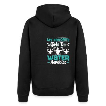 Aerobic Exercise Designs - Unisex Premium Organic Zip Hoodie - black - Back - Nico (187cm)
