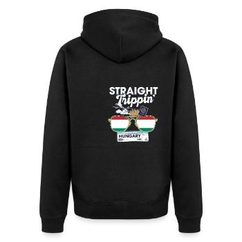 Straight Trippin' Hungary Vacation Tour Travel - Unisex Premium Organic Zip Hoodie - black - Back - Nico (187cm)