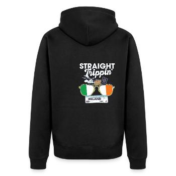 Straight Trippin' Ireland Vacation Tour Travel - Unisex Premium Organic Zip Hoodie - black - Back - Nico (187cm)