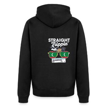Straight Trippin' Maldives Vacation Tour Travel - Unisex Premium Bio Zip Hoodie - Schwarz - Hinten - Nico (187cm)