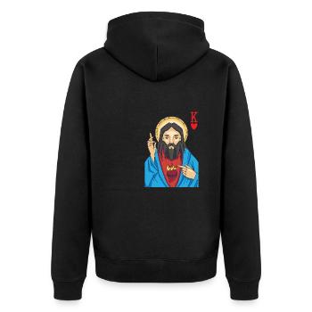 Jésus-Christ est Roi De Cœur Religieux Chrétien - Veste à capuche bio Premium Unisexe - noir - Dos - Nico (187cm)