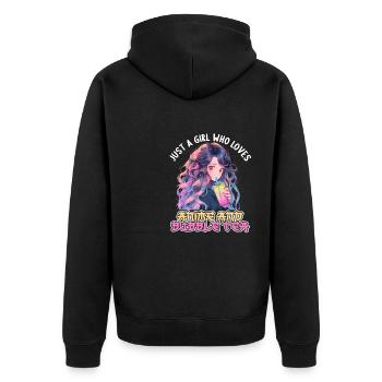 Just a girl who loves Anime and Boba Bubble Tea - Unisex Premium Bio Zip Hoodie - Schwarz - Hinten - Nico (187cm)