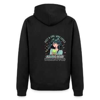 Just a girl who loves Anime and Boba Bubble Tea - Unisex Premium Bio Zip Hoodie - Schwarz - Hinten - Nico (187cm)