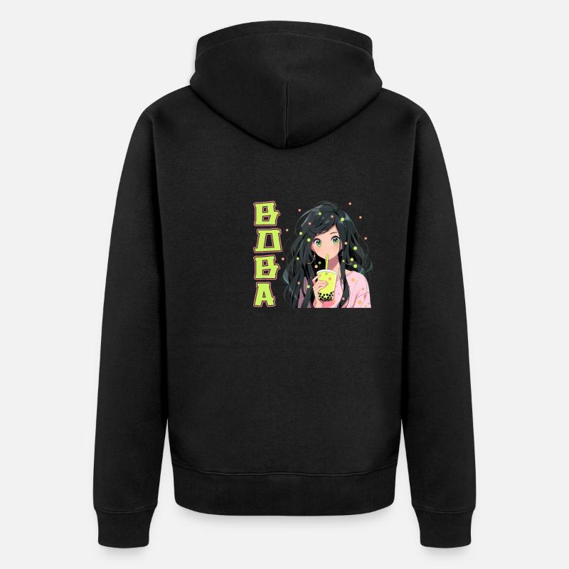 Anime et Boba Bubble Tea - Veste à capuche bio Premium Unisexe - noir