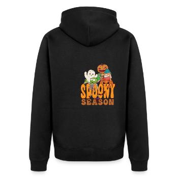Lazy Halloween Spooky Season Gnome Jack O Lantern - Unisex Premium Bio Zip Hoodie - Schwarz - Hinten - Nico (187cm)