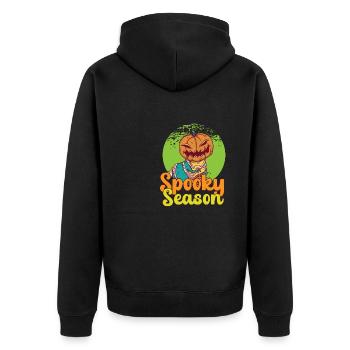 Lazy Halloween Spooky Season Jack O Lantern Scary - Unisex Premium Bio Zip Hoodie - Schwarz - Hinten - Nico (187cm)