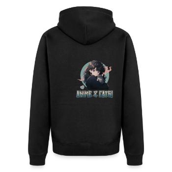 Anime et chats Kawaii Girl Anime - Veste à capuche bio Premium Unisexe - noir - Dos - Nico (187cm)