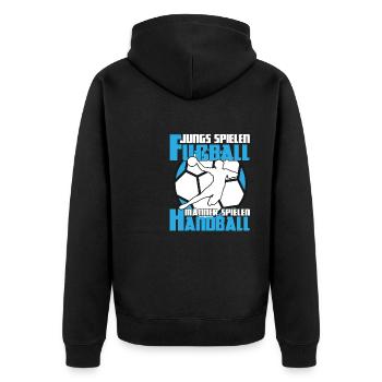 Handball Handballspieler Handballer Männer spielen - Unisex Premium Bio Zip Hoodie - Schwarz - Hinten - Nico (187cm)