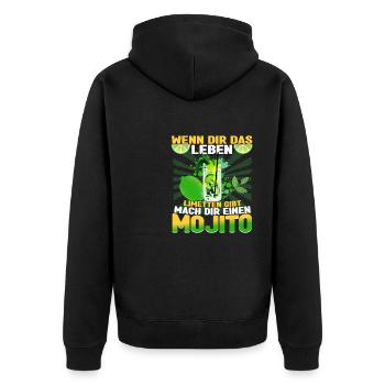 Mojito Cocktail Wenn dir das Leben Limetten gibt - Unisex Premium Bio Zip Hoodie - Schwarz - Hinten - Nico (187cm)