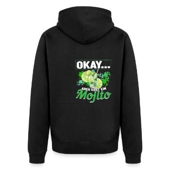 Mojto Longdrink Cocktail - Unisex Premium Bio Zip Hoodie - Schwarz - Hinten - Nico (187cm)