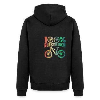 E-Bike EBike Elektrofahrrad 100% elektrisch - Unisex Premium Bio Zip Hoodie - Schwarz - Hinten - Nico (187cm)