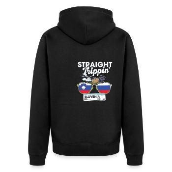 Straight Trippin' Slovenia Vacation Tour Travel - Unisex Premium Bio Zip Hoodie - Schwarz - Hinten - Nico (187cm)