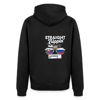 Straight Trippin' Slovakia Vacation Tour Travel - Unisex Premium Bio Zip Hoodie - Schwarz - Hinten - Nico (187cm)