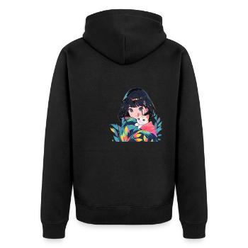 Anime and Cats Kawaii Girl Anime - Unisex Premium Organic Zip Hoodie - black - Back - Nico (187cm)