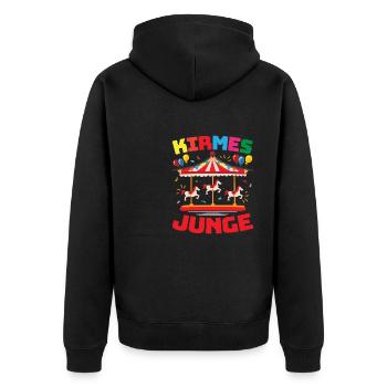 Kirmes Junge - Unisex Premium Bio Zip Hoodie - Schwarz - Hinten - Nico (187cm)