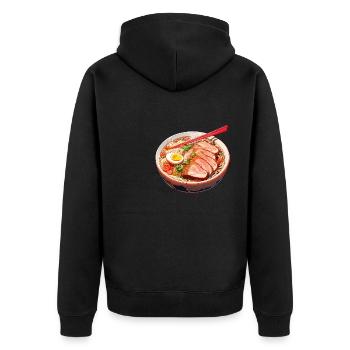 Anime Ramen Nudeln - Unisex Premium Bio Zip Hoodie - Schwarz - Hinten - Nico (187cm)