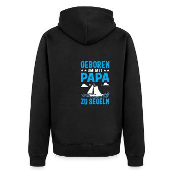 Papa Segelboot Meer Kind - Unisex Premium Bio Zip Hoodie - Schwarz - Hinten - Nico (187cm)