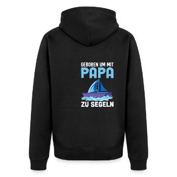 Papa Segeln Meer - Unisex Premium Bio Zip Hoodie - Schwarz - Hinten - Nico (187cm)