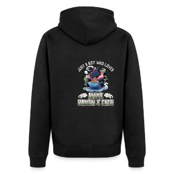 Juste un garçon qui aime les ramen et les chats d’anime - Veste à capuche bio Premium Unisexe - noir - Dos - Nico (187cm)