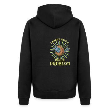 Israel Cuisine Delicatessen Salmon on Bagel - Unisex Premium Organic Zip Hoodie - black - Back - Nico (187cm)