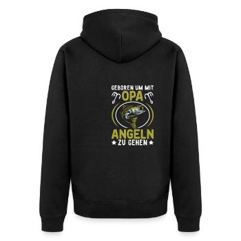 Opa Angeln Hecht Karpfen Kinder - Unisex Premium Bio Zip Hoodie - Schwarz - Hinten - Nico (187cm)