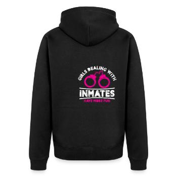 Les filles qui s’occupent des détenues s’amusent davantage Design - Veste à capuche bio Premium Unisexe - noir - Dos - Nico (187cm)