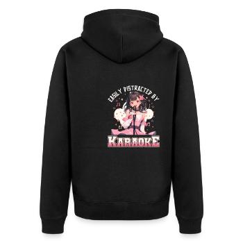 Facilement distrait par le karaoké - Veste à capuche bio Premium Unisexe - noir - Dos - Nico (187cm)