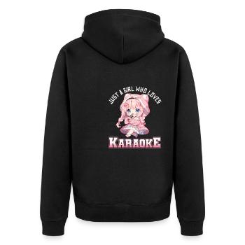 Juste une fille qui aime le karaoké - Veste à capuche bio Premium Unisexe - noir - Dos - Nico (187cm)
