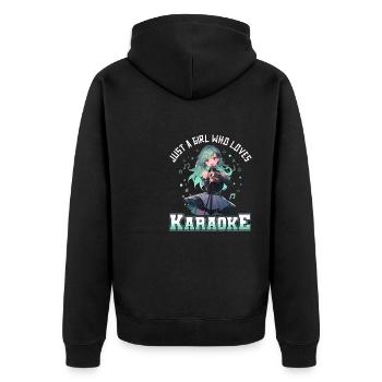 Juste une fille qui aime le karaoké - Veste à capuche bio Premium Unisexe - noir - Dos - Nico (187cm)