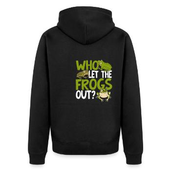 Who Let The Frogs Out Funny Toad Amphibian Froggy - Unisex Premium Bio Zip Hoodie - Schwarz - Hinten - Nico (187cm)