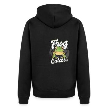 Herpetologist Toad Lover Amphibian Funny Frog Catc - Unisex Premium Organic Zip Hoodie - black - Back - Nico (187cm)