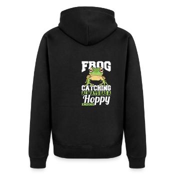 Amphibian Herpetologist Frog Catching Has A Hoppy - Unisex Premium Bio Zip Hoodie - Schwarz - Hinten - Nico (187cm)