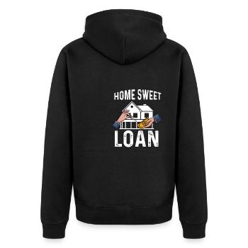 home sweet loan Design für einen Bankangestellten - Unisex Premium Bio Zip Hoodie - Schwarz - Hinten - Nico (187cm)